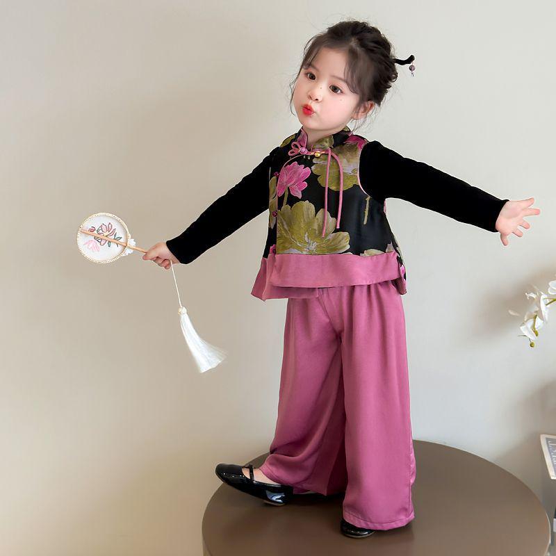 

Girls Chinese Style Hanfu: Spring/Autumn 2025 Fashionable Three-Piece Set Size 90