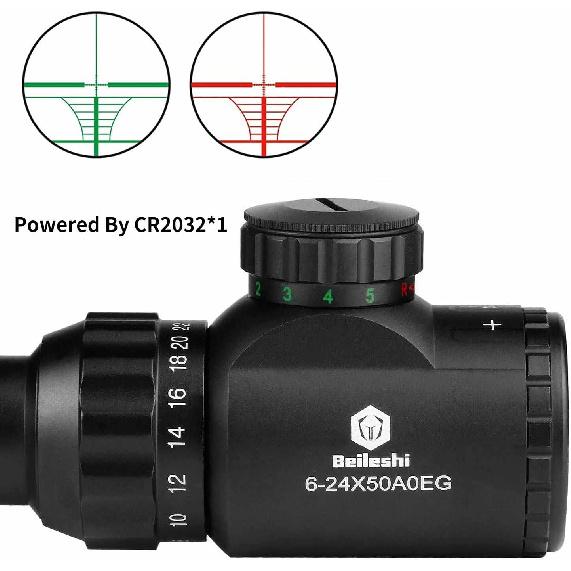 Beileshi 6-24X50 / 4.5-14X50 Optics Hunting Rifle Scope with 20mm Free Mounts