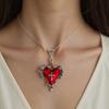 Gothic Thorn Red Heart Necklace Adornment Adjustable Alloy Clavicle Chain for Unique Style and Mystery Lovers