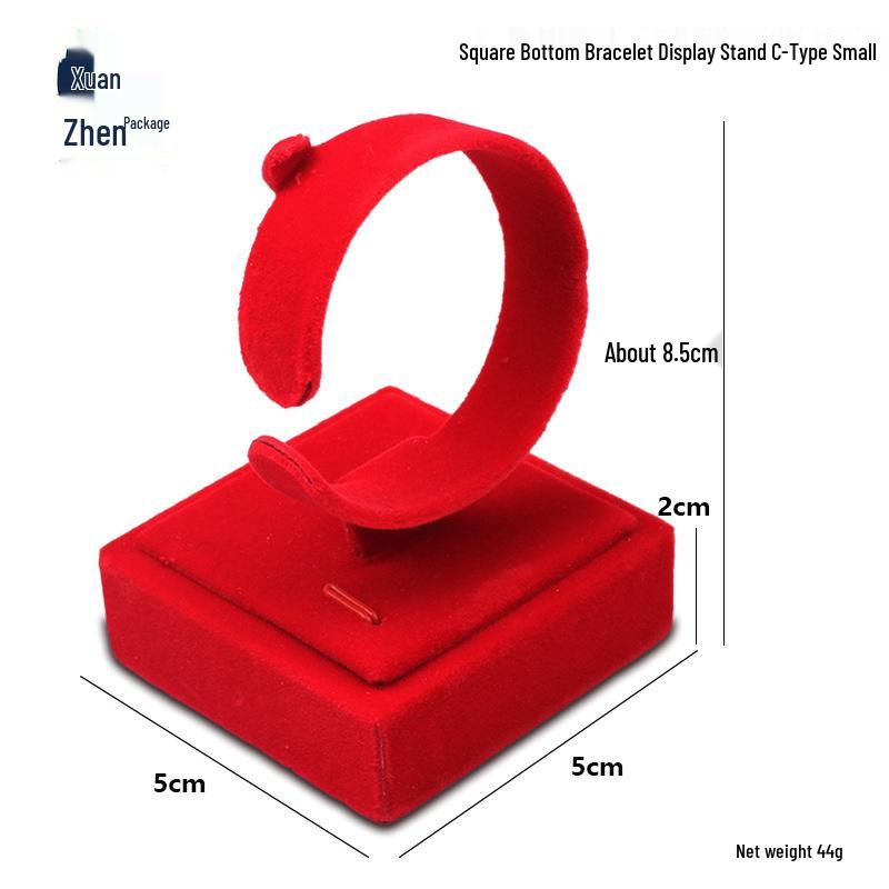 Red Velvet C-Shaped Bracelet Display Stand for Jewelry and Jade