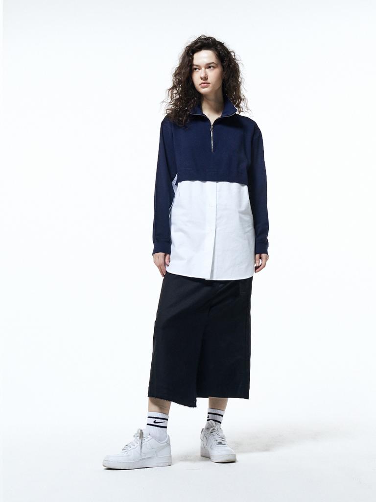HAUS072C Knit Shirts Mix Top Navy