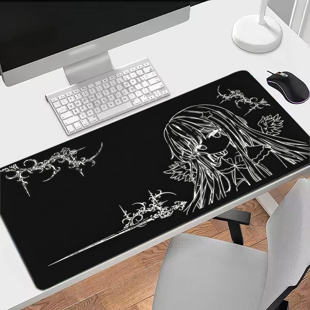 Dark Sketch Girl Mouse Pad Large Computer Office Game Table Mats XXL Rubber Anti-slip Gaming Keyboard Mousepads Long Desk Pads
