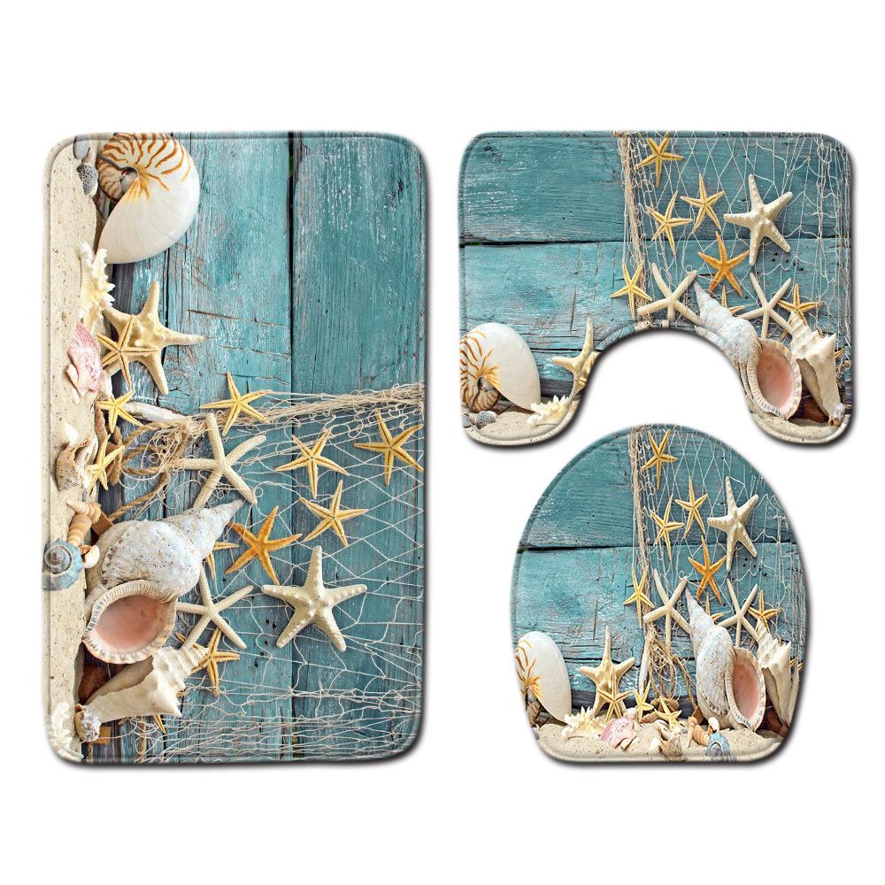 Shell Bathroom Floor Mat Toilet Three-Piece Set