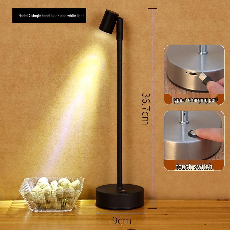 Двухголовая настольная лампа на высокой ножке для баров и ресторанов - Зарядный ночник Type A + Touch Switch [Rechargeable]