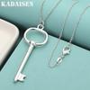 Fine 925 Sterling Silver Round Key 16-30 Inch Pendant Necklace for Women Wedding Engagement Fashion Jewelry