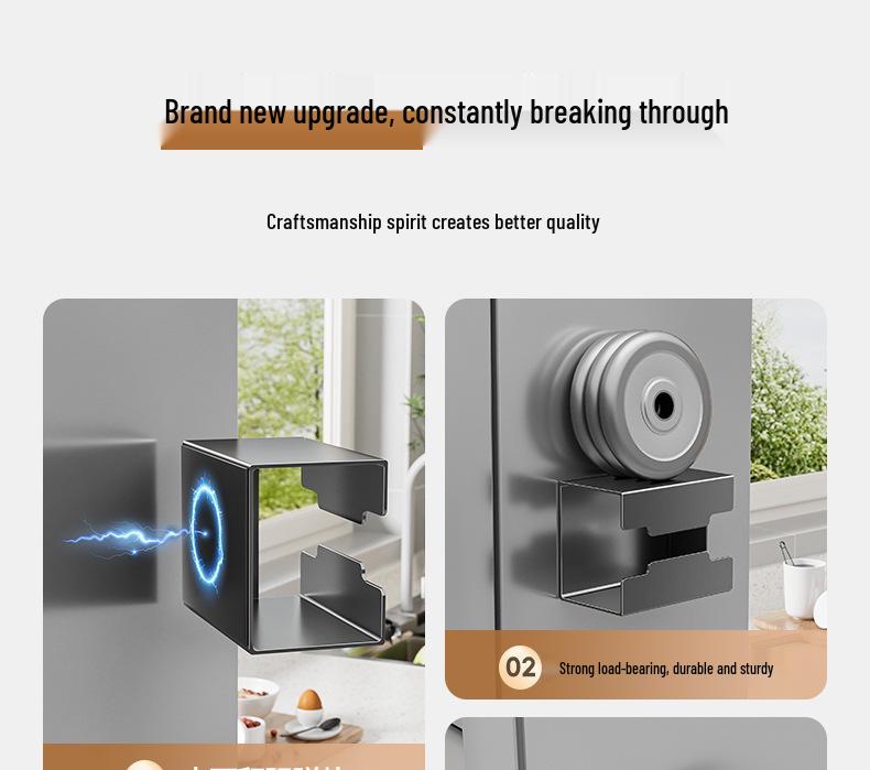 Magnetische Aan de Muur te Bevestigen Keuken Tissuebox en Opbergrek: Zonder boren, Multifunctionele Keukenrolhouder.