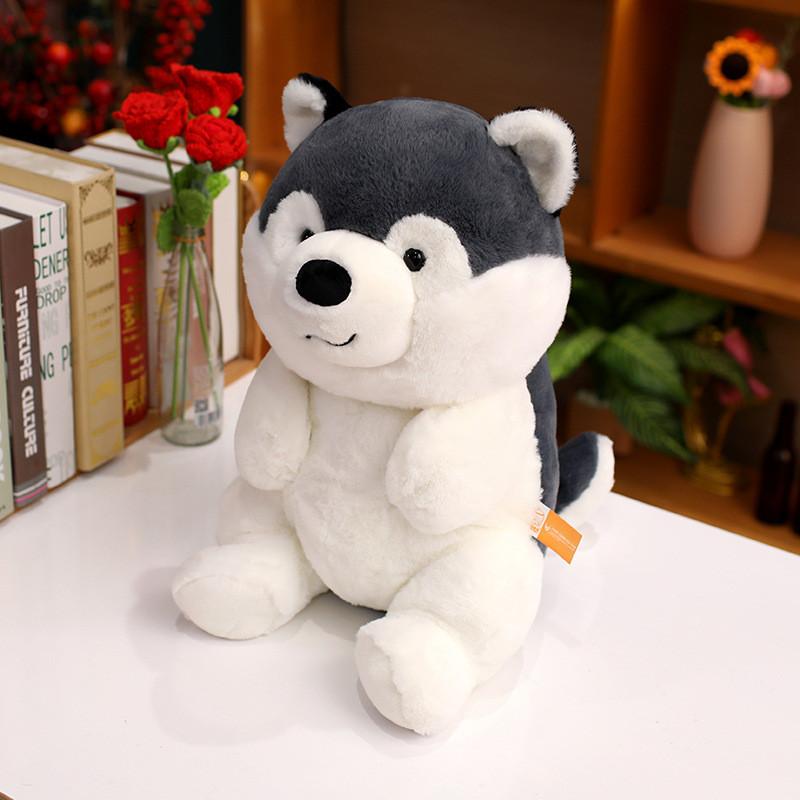 Cute Cartoon Handheld Rose Husky Plush Stuffed Toy Pillow For Room Decoration