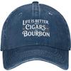 Life Is Better with Cigars and Bourbon Baseball Cap Cotton Dad Hat Casual Adjustable Gift