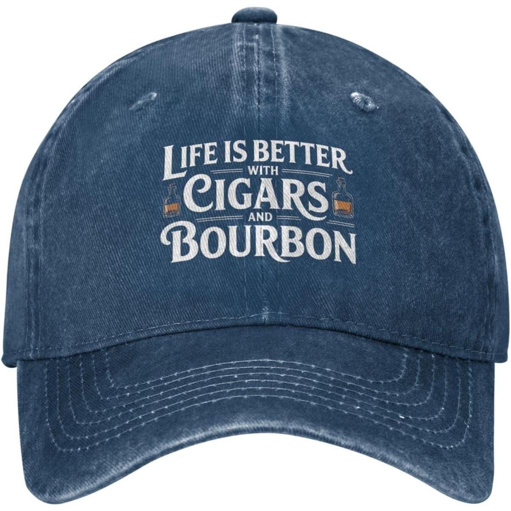 Life Is Better with Cigars and Bourbon Baseball Cap Cotton Dad Hat Casual Adjustable Gift