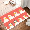 Cute Cartoon Goose Christmas Mat Bright Red Machine Washable Non-Slip Rug for Bathroom Kitchen, Entryway Festive Holiday Decor