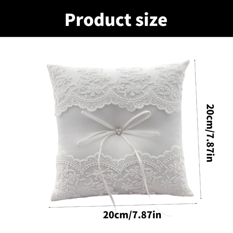 Soft Embroidered Rings Pillow European Romantics Bridal Wedding Holder Pillow for Memorable Ceremonies