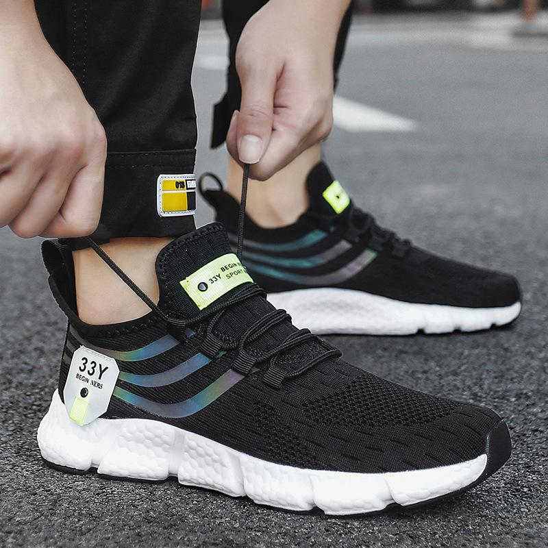 Fashion Men Casual Sport Shoes Breathable Lightweight Sneakers Outdoor Mesh Black Running Shoes Athletic Jogging Tenis Walking Shoes