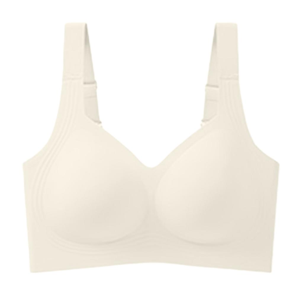 Seamless Wireless Bra for Women Comfortable Stretchy V Neck Soft Full Coverage Pullover Bralette with Wide Straps