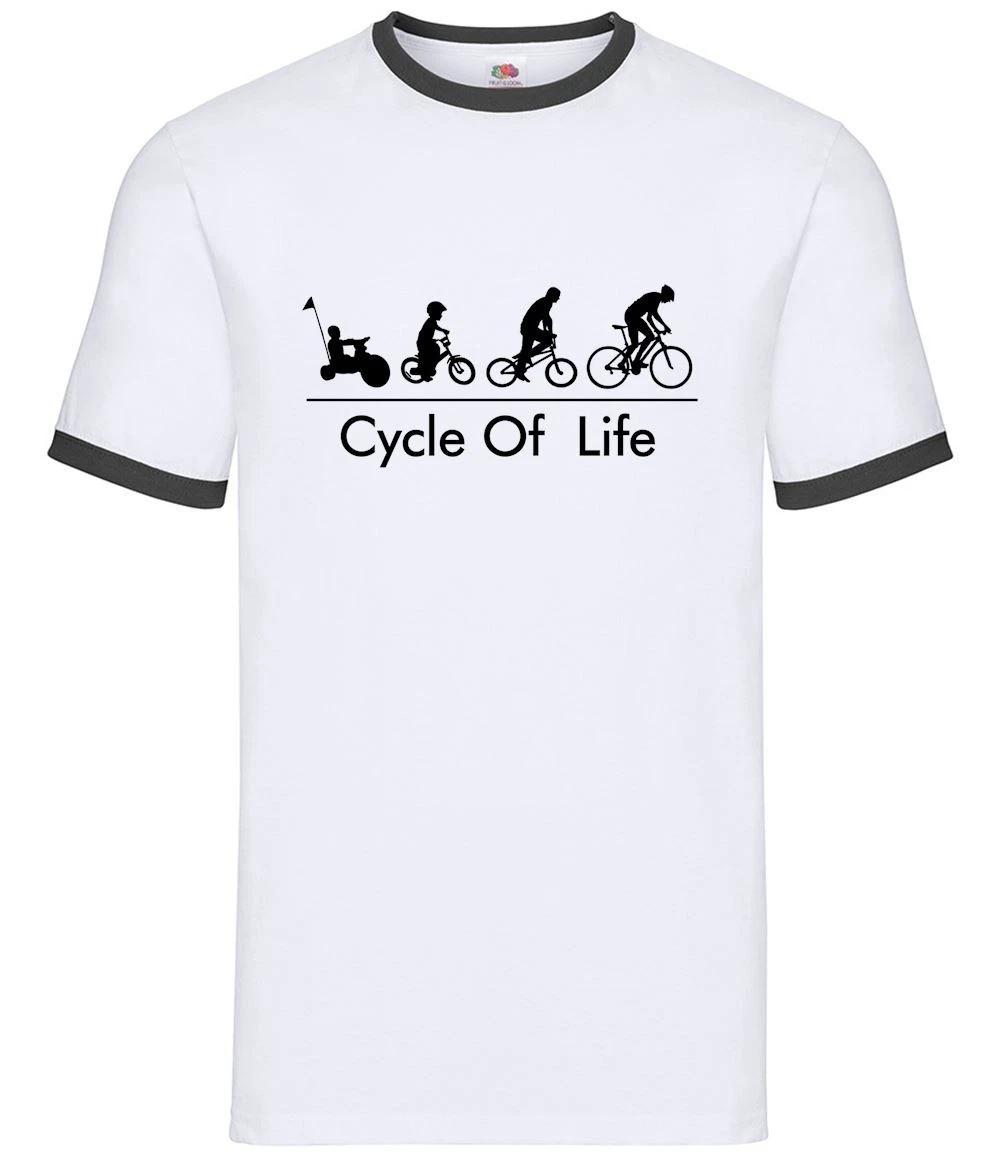 Cycle of Life - Evolution - Mens Ringer - Cycling Bike Cyclist Evolution Biking XS