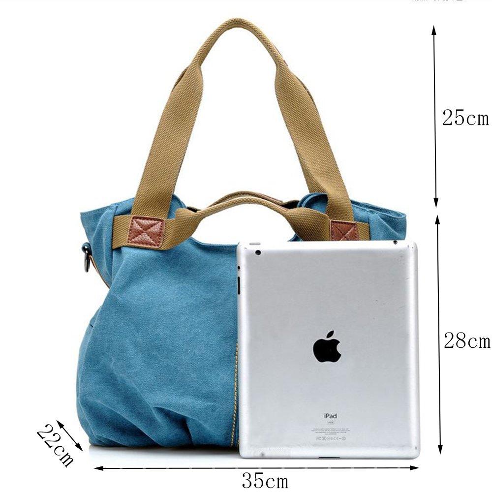 [Chikencall] Women's Casual Vintage Hobo Canvas Bag with a Stylish Striped Pattern, Large Capacity, Wallet, Top Handle, Handbag, 3-Way Canvas