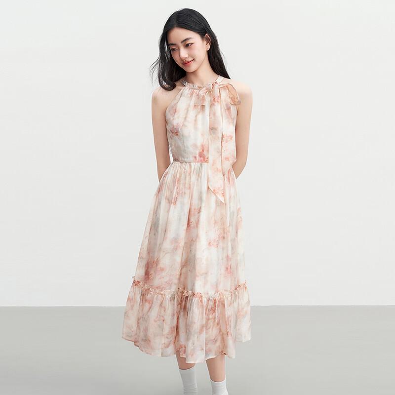 

LEDING Dye-Dye Floral Halter Long Dress M