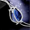 Collares largos y colgantes para mujer, collar de cadena con tulipán azul, suéter llamativo, joyería de cristal plateado a la moda 2021