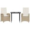 VidaXL Ensemble à Manger de Jardin avec Coussins 3 pcs, Table et Chaises avec Dossier Réglable, Meubles d'Extérieur Patio 3212370
