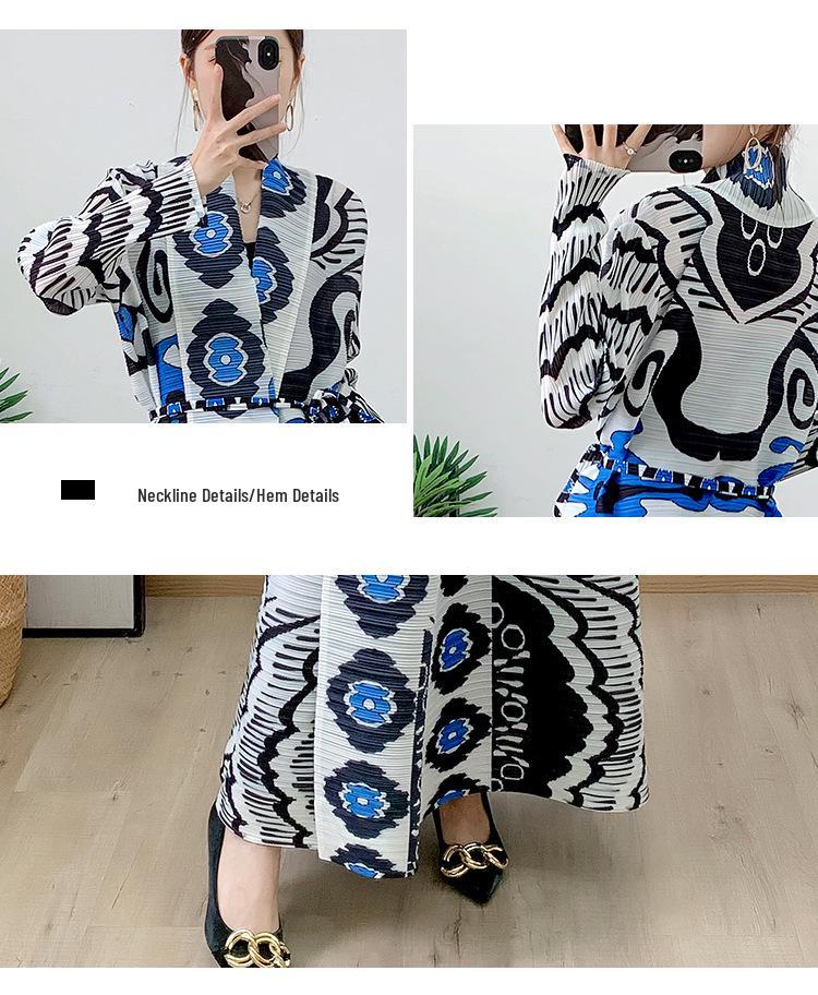 2024 Summer Women's Chic Middle East Pleated Robe Long Sleeve Cape Jacket