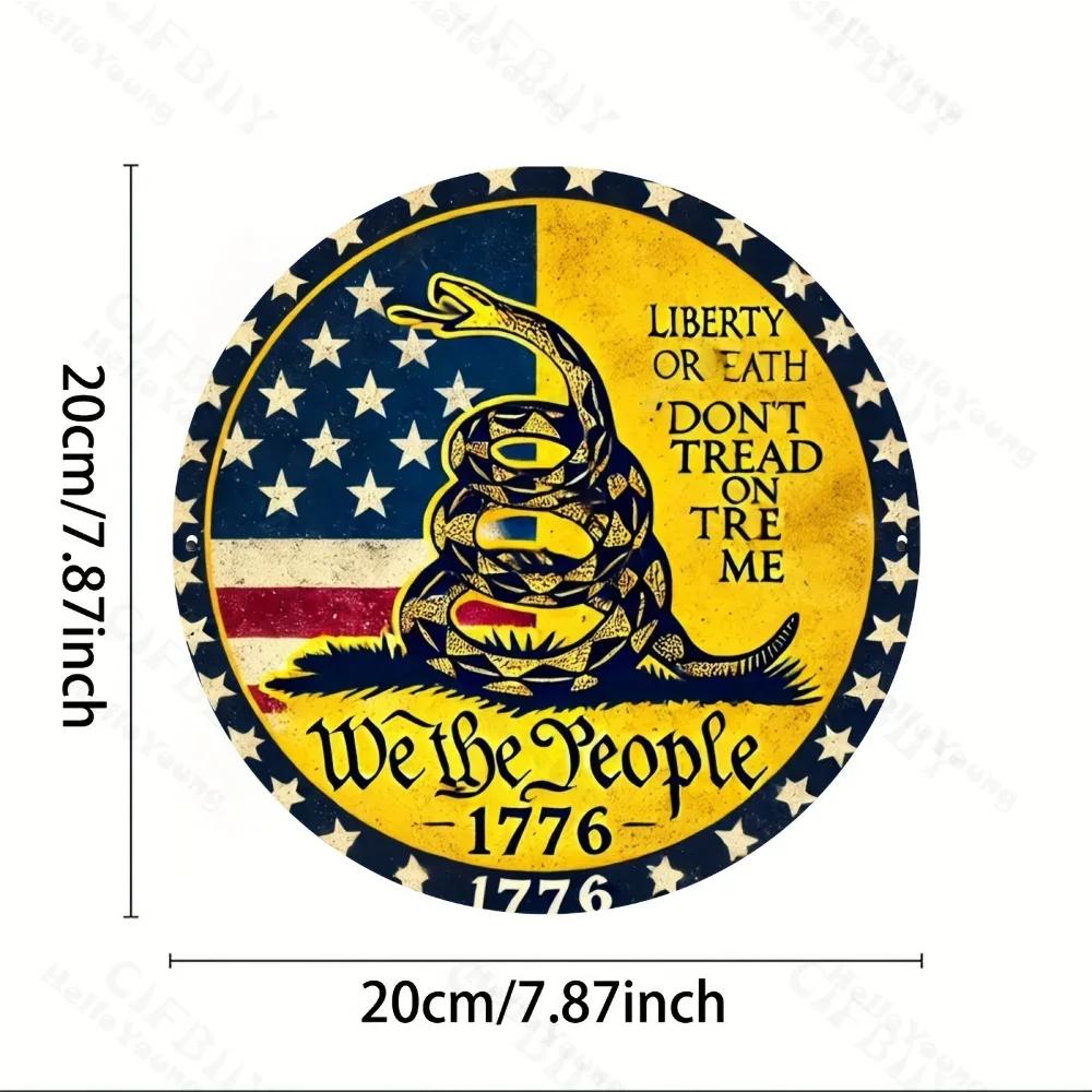 1776 Nie depcz na mnie Okrągły metalowy znak. Aluminiowa dekoracja ścienna do domu, biura, salonu, baru, kawiarni, do użytku wewnątrz i na zewnątrz, trwały prezent.