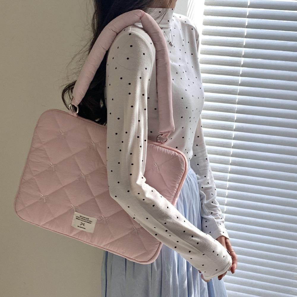 Embroidered Bow Business Briefcases Large Capacity Laptop Sleeve Case Bag Laptop Bag  Office Work