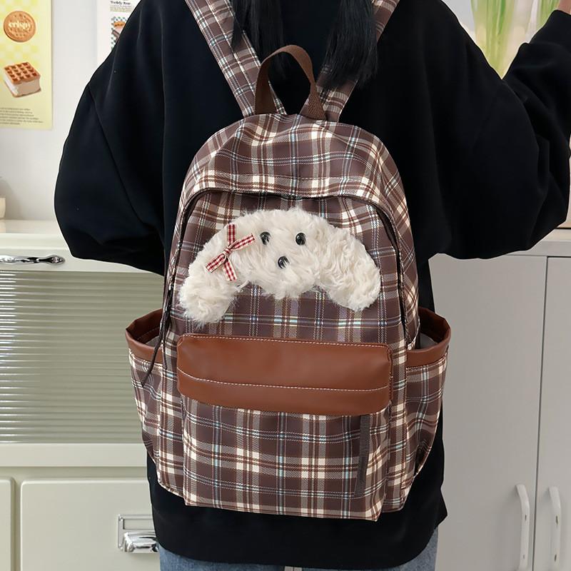 Plush Puppy Patterned Backpack Student Schoolbag Outdoor Leisure Bag Travel