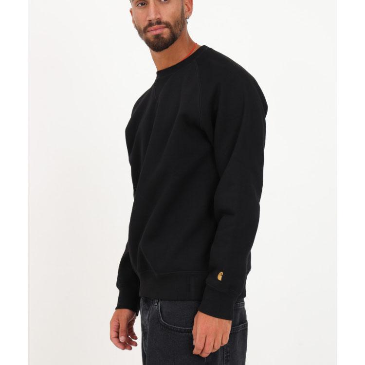 Carhartt WIP Einfarbiges Pullover-Sweatshirt mit kleinem Logo, Rundhalsausschnitt, Herren, Sweatshirt, Schwarz, I026383-00F-XX