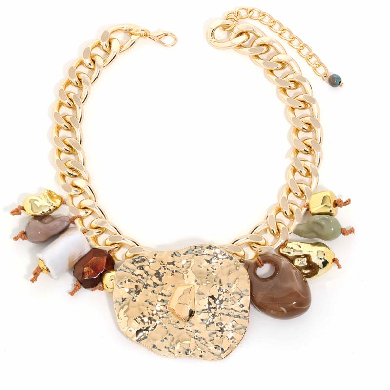 

Statement Retro Style Exaggerated Gold Chain Necklace with Geometry Pendant for Women Girl Wedding Party Jewelry коричневый