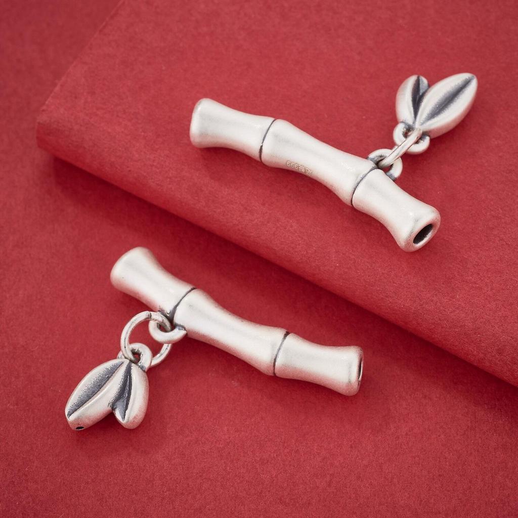 S999 Sterling Silver Bamboo Joint Tube Fittings for DIY Braided Rope Necklaces and Bracelets