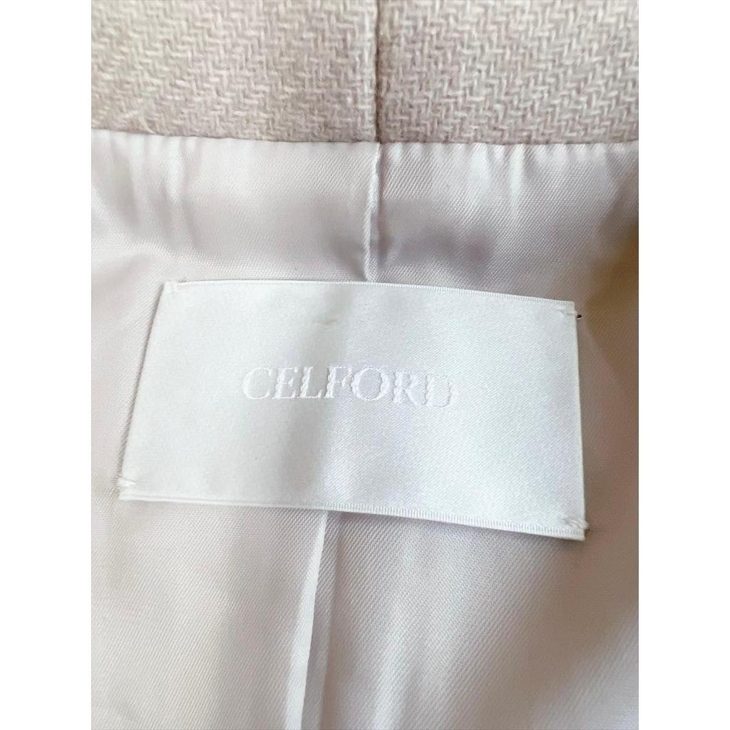 Used CELFORD Long Coat Hood Belted Fur Belt Ribbon Selford Coat