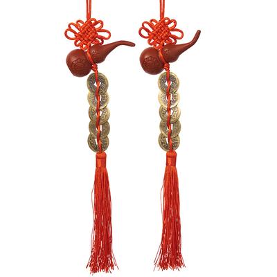 Cinnabar Gourd Five Emperors Money Chinese Knot Fringed Pendant Bedroom Living Room Door-to-door Pendant Car Rearview Mirror Pendant