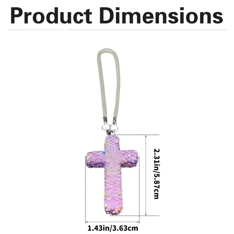 Elegante Crucifijo de Arcilla Colgante con Acento de Cristal para Espejo Retrovisor de Coche Accesorios Colgantes para el Interior del Coche