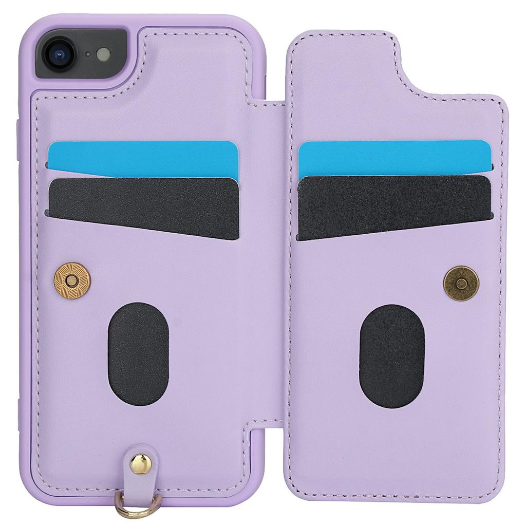 SY-001 For iPhone 16e Case Card Slots Leather Coated TPU Flower Phone Cover