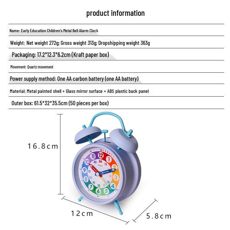 Rainbow Cartoon Nightlight Alarm Clock for Kids - Perfect for Study Desks and Bedrooms