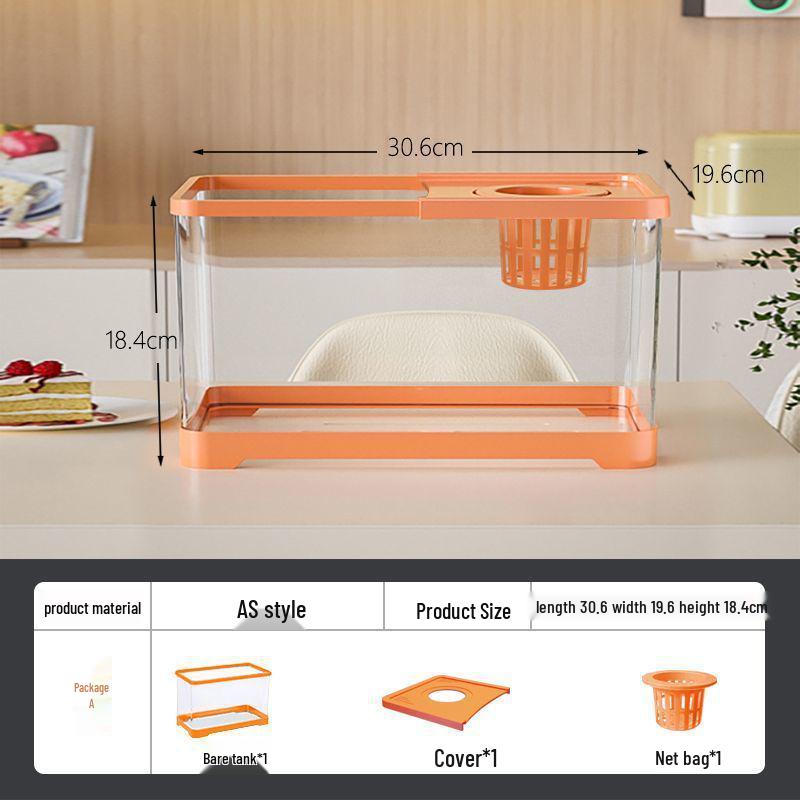 Goldfish Tank Desktop Aquarium with Filtration, Oxygenation, and Lid - Ecological Landscaping All-in-One for Living Room Household Use.