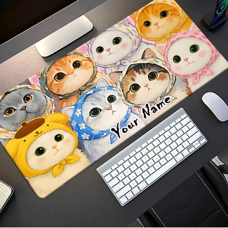 1PC Custom Name Cats Costumes Parade Mouse Pad, Keyboard and Mouse Desk Pad, for Computer Notebook Birthday Gift For Any Room Or Office