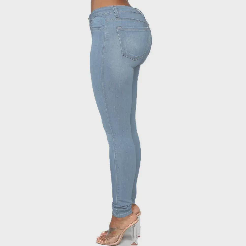 Damen Europäischer & Amerikanischer Stil Slim Fit Elastische Jeans - Große Größe Pfirsich Hüfte Bleistift Denimhose