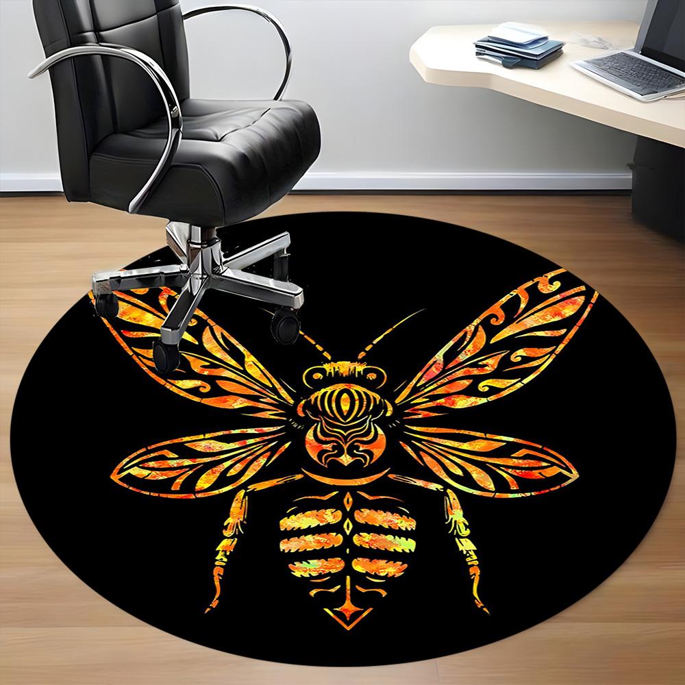 1 Stück Biene Kunst Büro Runder Teppich, Matte Geeignet Für Büro, Unter Bürostühlen Schlafzimmer Wohnzimmer Heimdekoration, Zimmer Deko