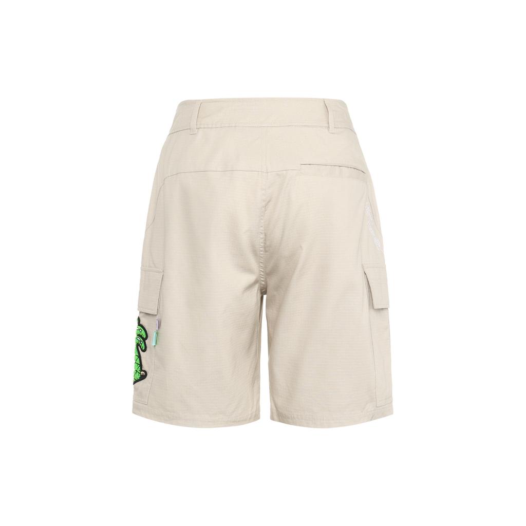 Li Ning X Steven Harrington Collaboration Cartoon Embroidery Loose Straight Casual Shorts Unisex Shorts Khaki AKSR733-1
