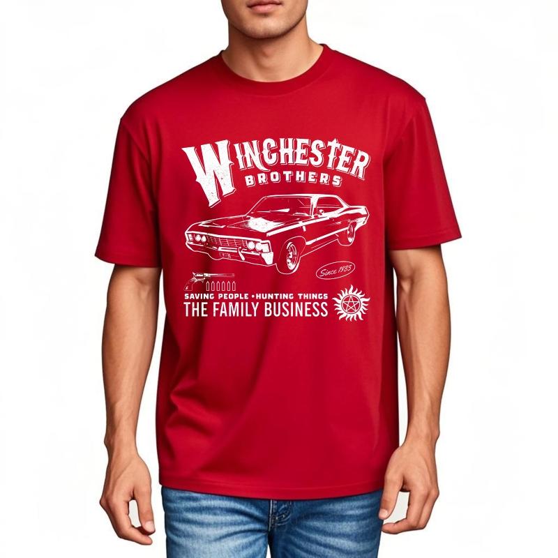 Plus Size Summer For Men T Shirt Winchester Brothers Car Hunting Saving People Family Business Short Sleeve Breathable Crew S