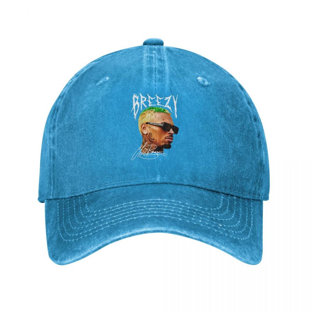 Casual Rapper Chris Brown Big Face Baseball Caps Men Women Distressed Cotton Sun Cap Outdoor Workouts Adjustable Fit Caps Hat