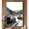 Vintage Schwarz-Weiß-Sportwagen-Fotodruck Moderne Schlafzimmer-Wanddekoration Auto-Poster Schwarz-Weiß-Sportwagen-Leinwanddruck