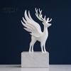 Decorative Reindeer with Wings Christmas Elk Statue Wings, 3D Printed Figurine, Modern Matte Black Standing Deer Sculpture for Dining Table,