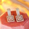 Hollow Crystal White Zircon Full Stone Hoop Earrings For Women Vintage Gold Color  Ear Buckle Wedding Jewelry Party Gifts