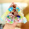 Cartoon Colorful Quicksand Bottle Keychain Student Backpack Keychain Oil Liquid Acrylic Floating Doll Pendant