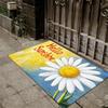1pc Sunshine & Flowers Kitchen Mat - Non-Slip, Floor Mat with "Hello Sunshine" Design, Polyester Flannel, Perfect for Entryway,
