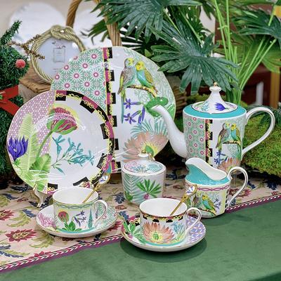 Light Luxury Bone China Coffee Cup Saucer Ceramic Home Breakfast Cup Retro Afternoon Tea Set With Gifts