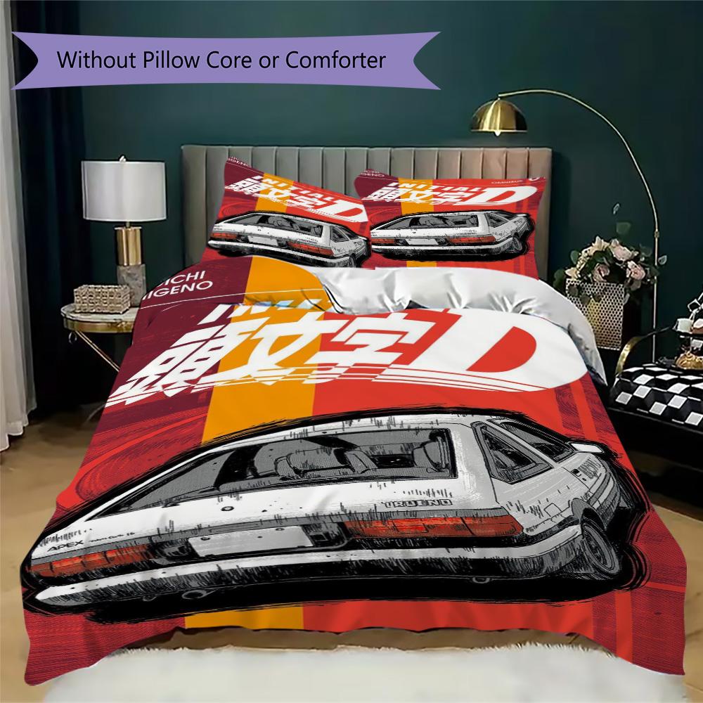 Initial D Pattern Bedding,Quilt Set Quilt Cover Pillowcase Home Birthday Gift (1*duvet cover+2*pillowcase,without core)SSJT0917215