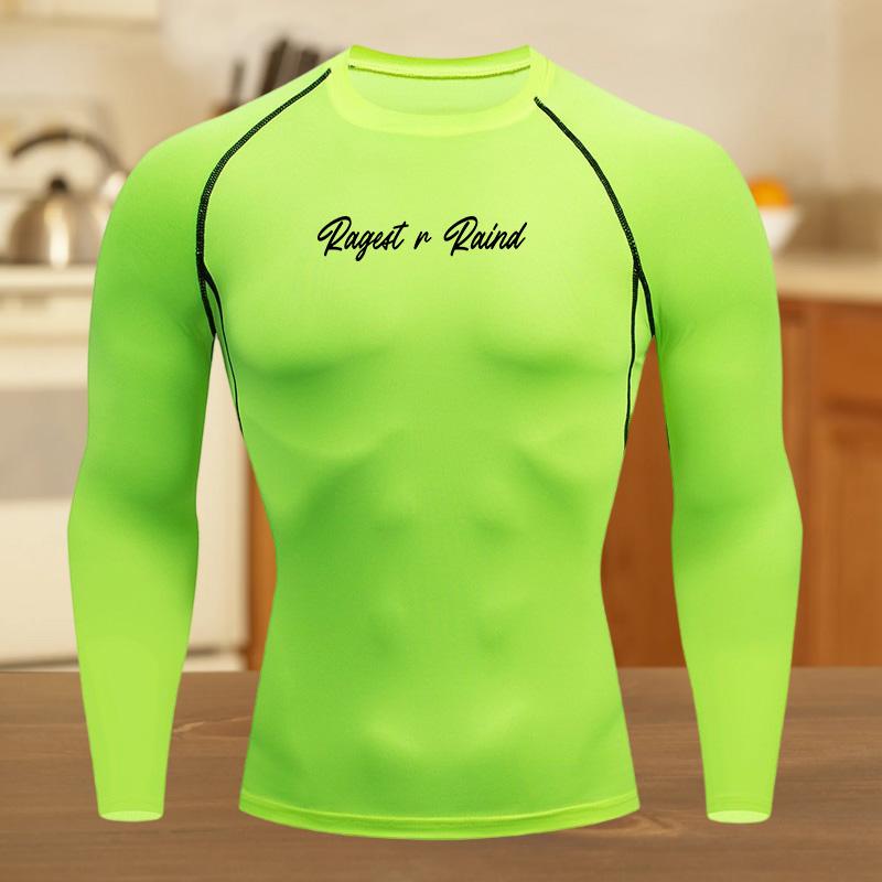Clothing Fitness Compression Running T-Shirt Suit Tops Bat T-Shirts for Men Quick-Drying Gym Stretchy Sportswear Jersey Tee For