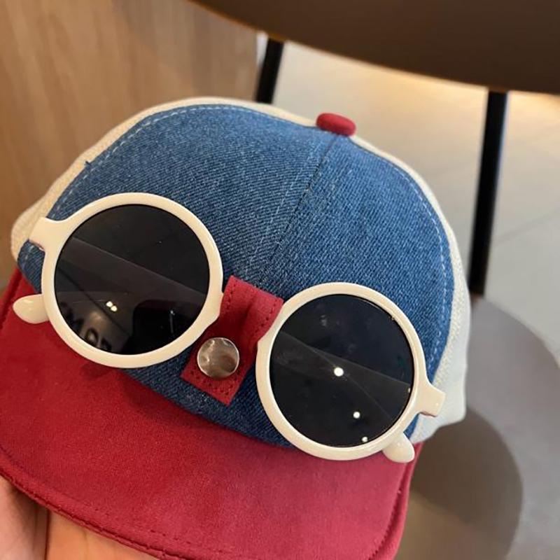 Gorra de Béisbol Patchwork para Bebé con Gafas de Sol Desmontables Sombrero de Sol de Verano para Exteriores Niños y Niñas Gorras de Pico Suaves para Niños Pequeños